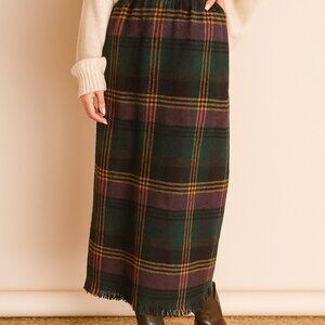 Plaid Maxi Skirt in Green and Purple